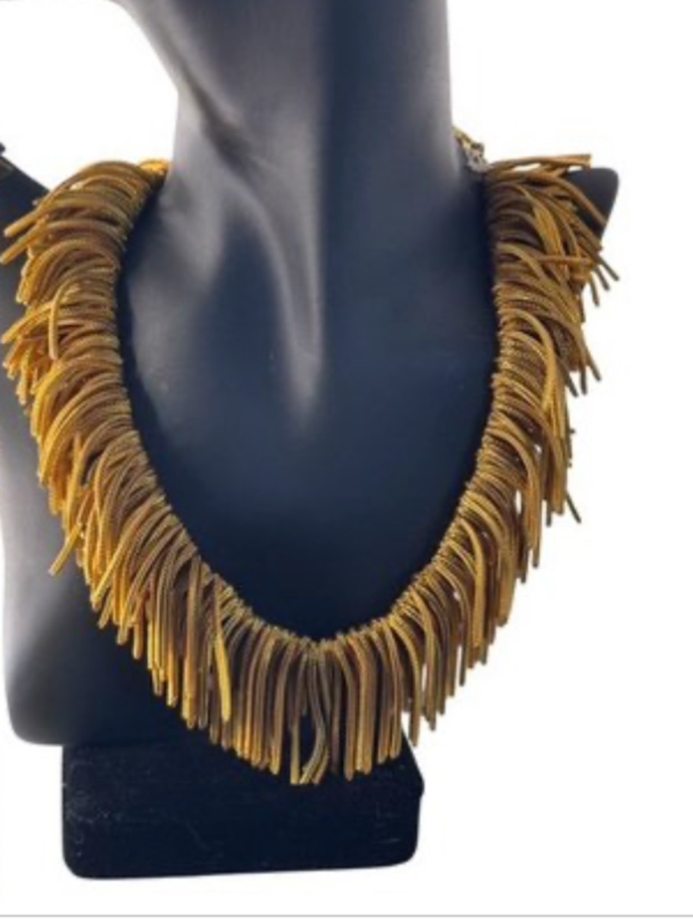 Signed Napier Vintage 1970s 1980s Gold Flexible Fringe Collar Necklace